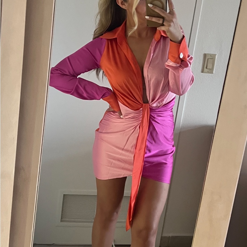 Red and Pink color lock dress